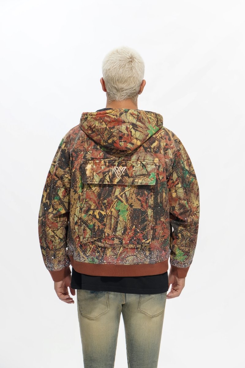 Valabasas "Stalker" Rhinestone Denim Jacket - Leaf Camo