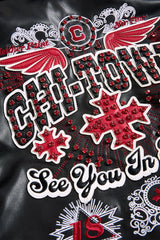 See You In Paradise "Chitown" Kids Rhinestone Hooded Bomber Leather Jacket
