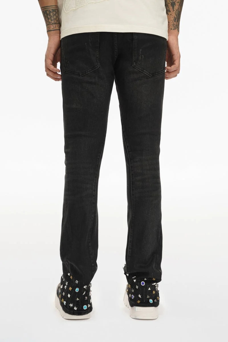Valabasas "Ion" Waxed Stacked Flare Studded Jeans