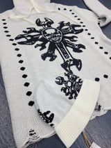 One In A Million Face Pattern Cropped Hoody