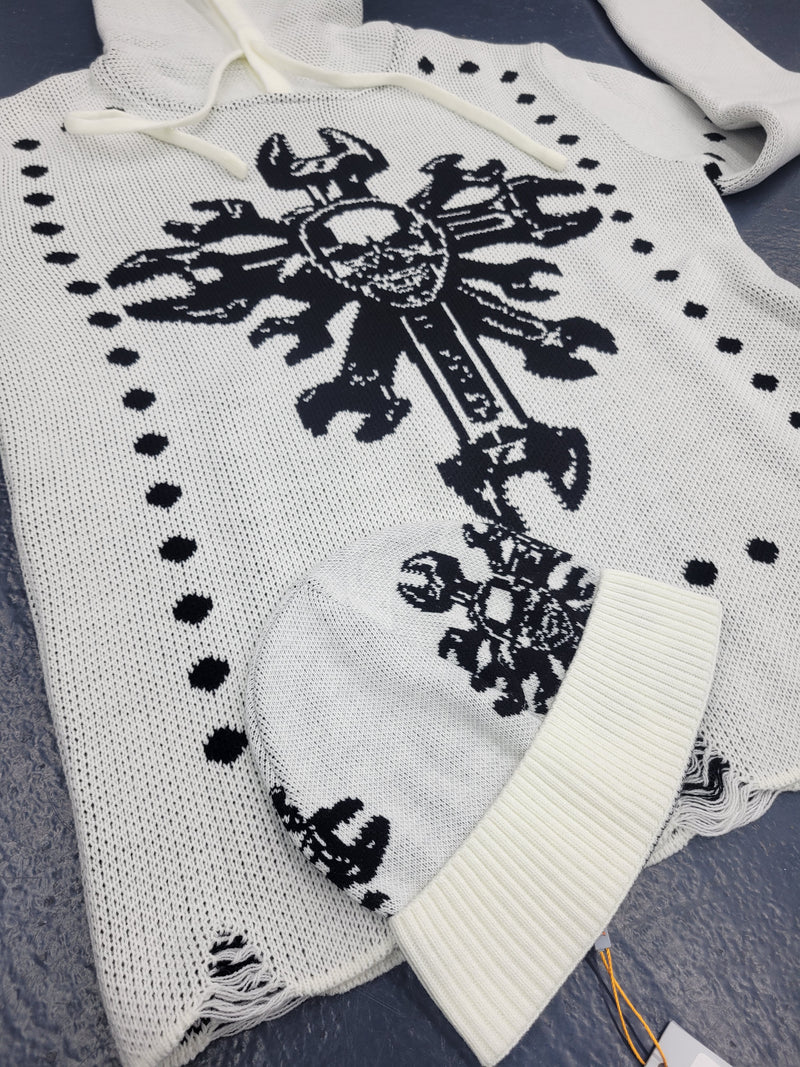 One In A Million Face Pattern Cropped Hoody