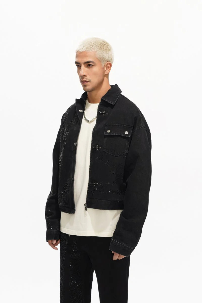 Valabasas "Encrypted" Black Rhinestone Denim Jacket