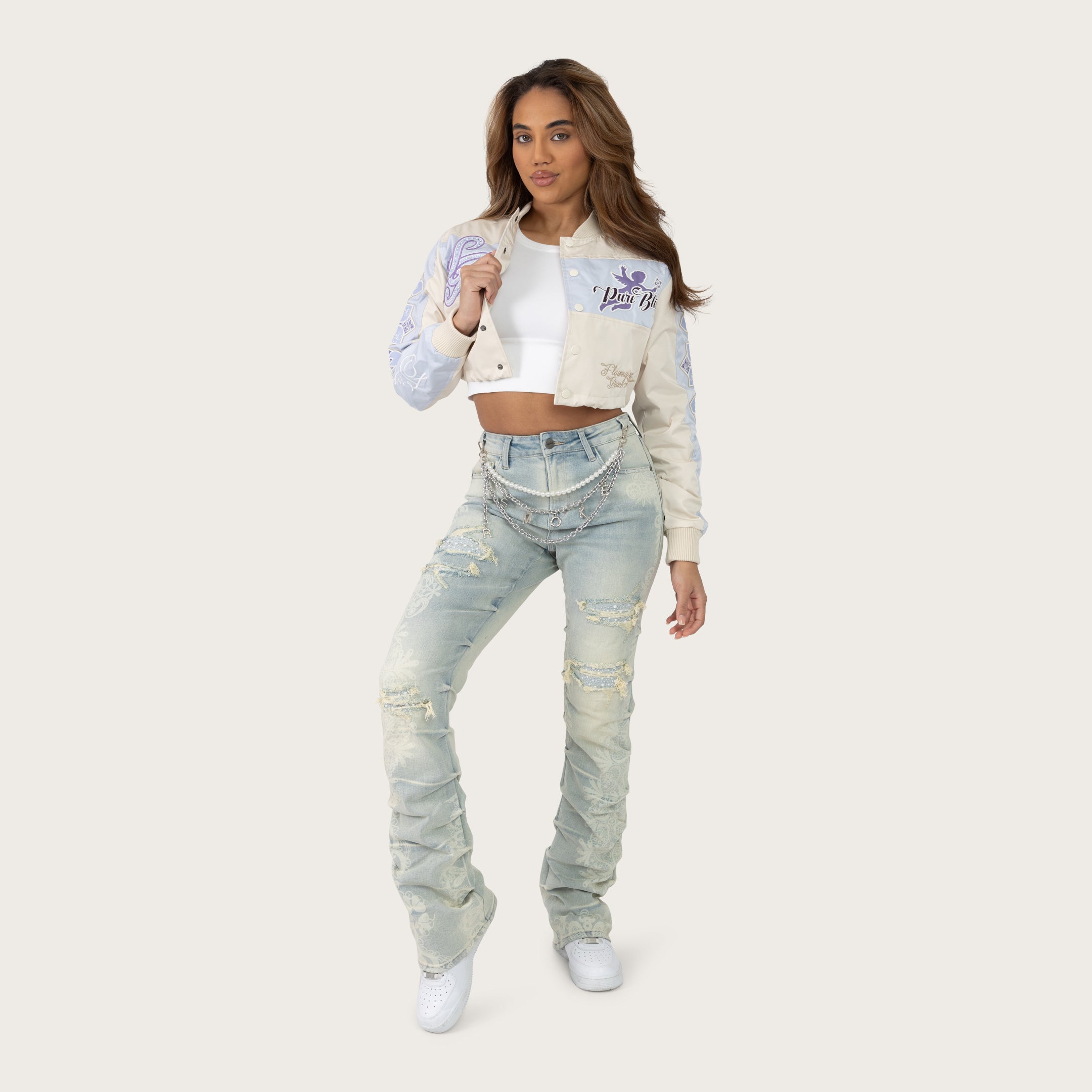 Smoke Rise Women's High Rise Chain Flare Jean