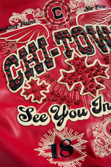 See You In Paradise "Chitown" Kids Rhinestone Hooded Bomber Leather Jacket