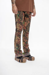 Valabasas "Recon" Rhinestone Stacked Jeans - Leaf Camo