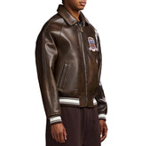 Avirex Vintage Brown (Brown and White) Icon Leather Jacket