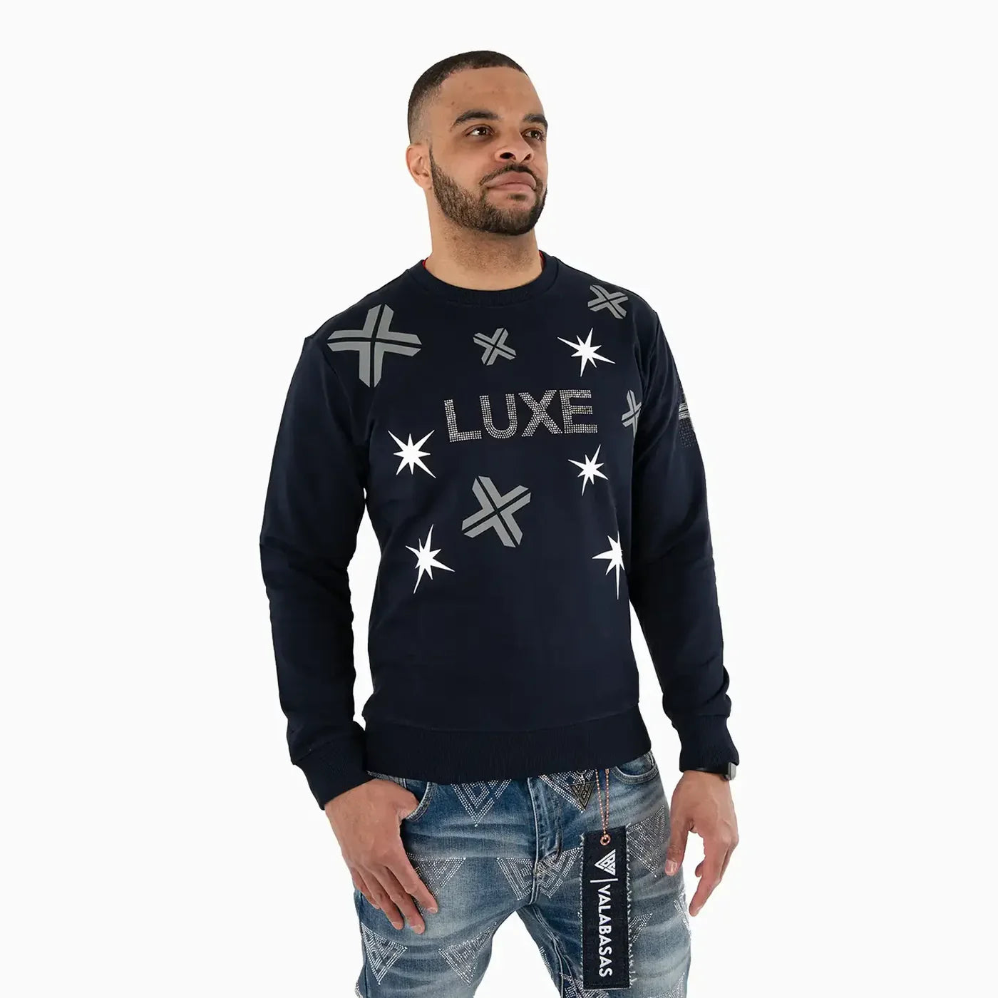 Luxe Crewneck Crystals Crewneck Sweater