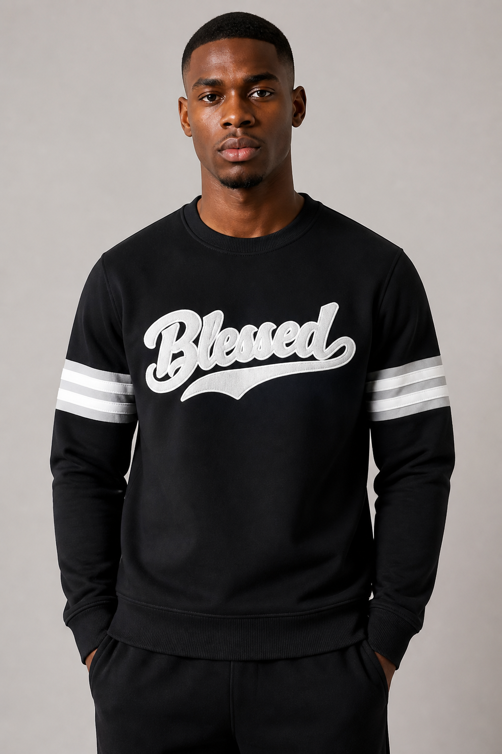 Black Pike "Blessed" Fleece Sweater - Black