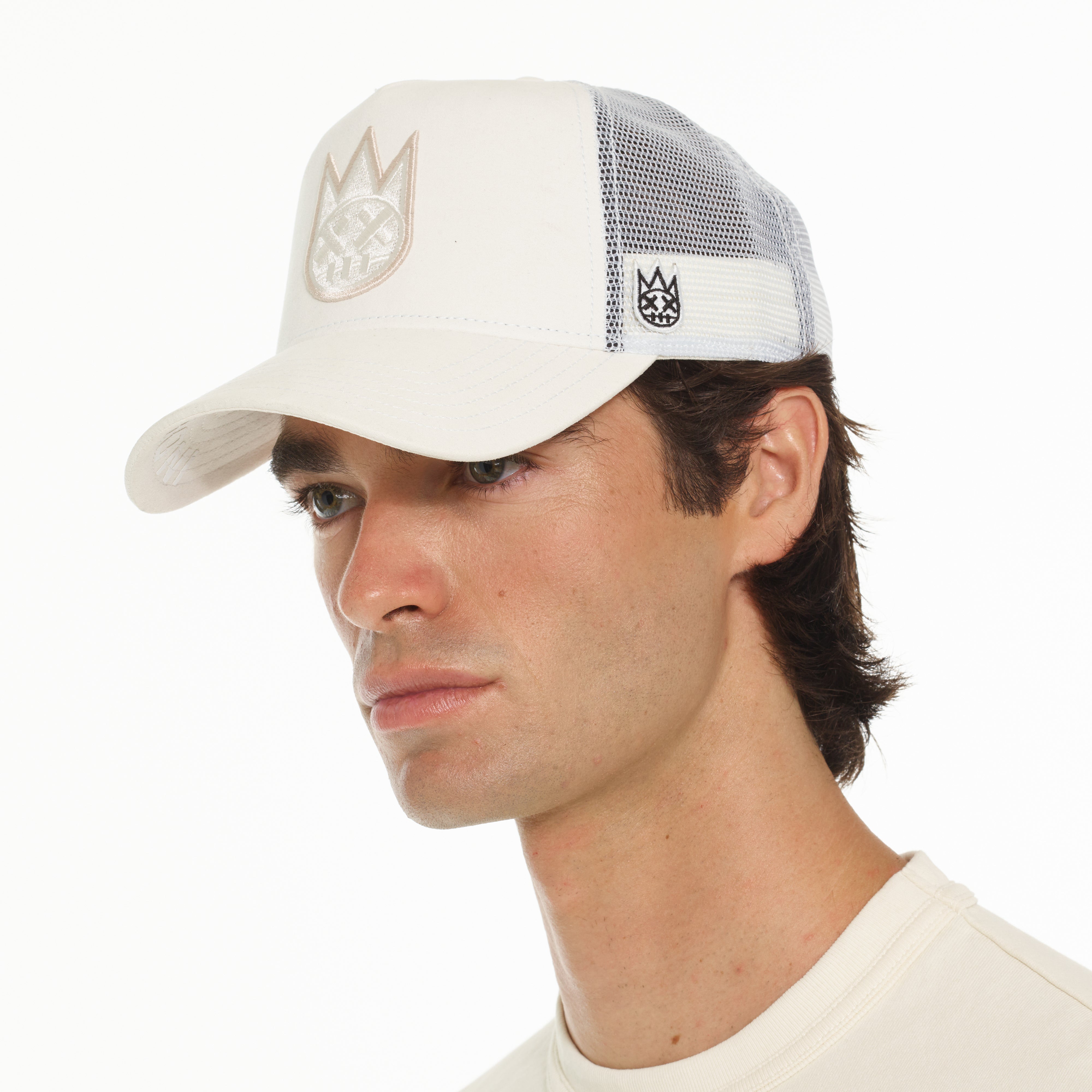 Cult of Individuality Clean Logo Mesh Back Trucker Hat - Winter White