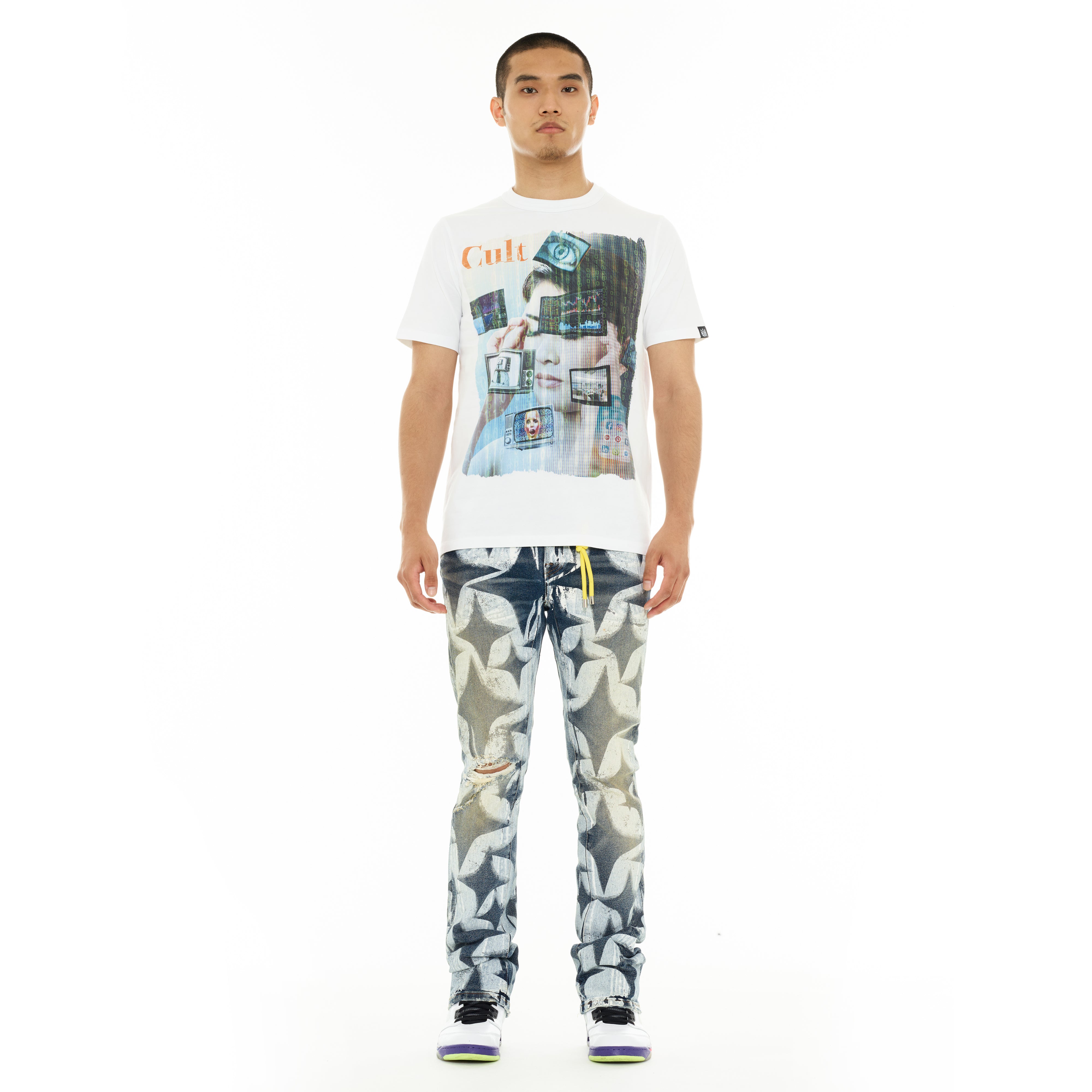 Cult of Individuality Cult's Heavyweight Short Sleeve Crew Neck Tee "Did We Dream Too Fast" in White