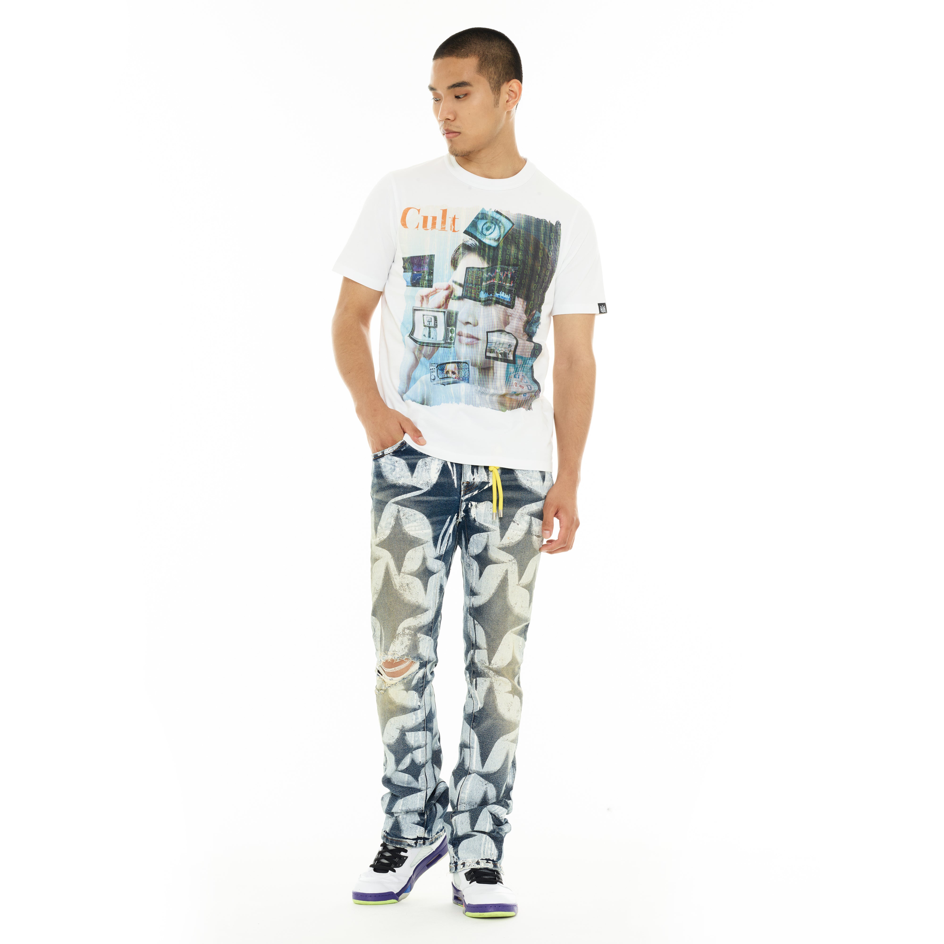 Cult of Individuality Cult's Heavyweight Short Sleeve Crew Neck Tee "Did We Dream Too Fast" in White
