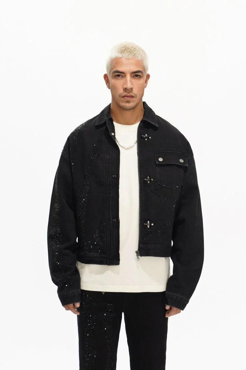 Valabasas "Encrypted" Black Rhinestone Denim Jacket