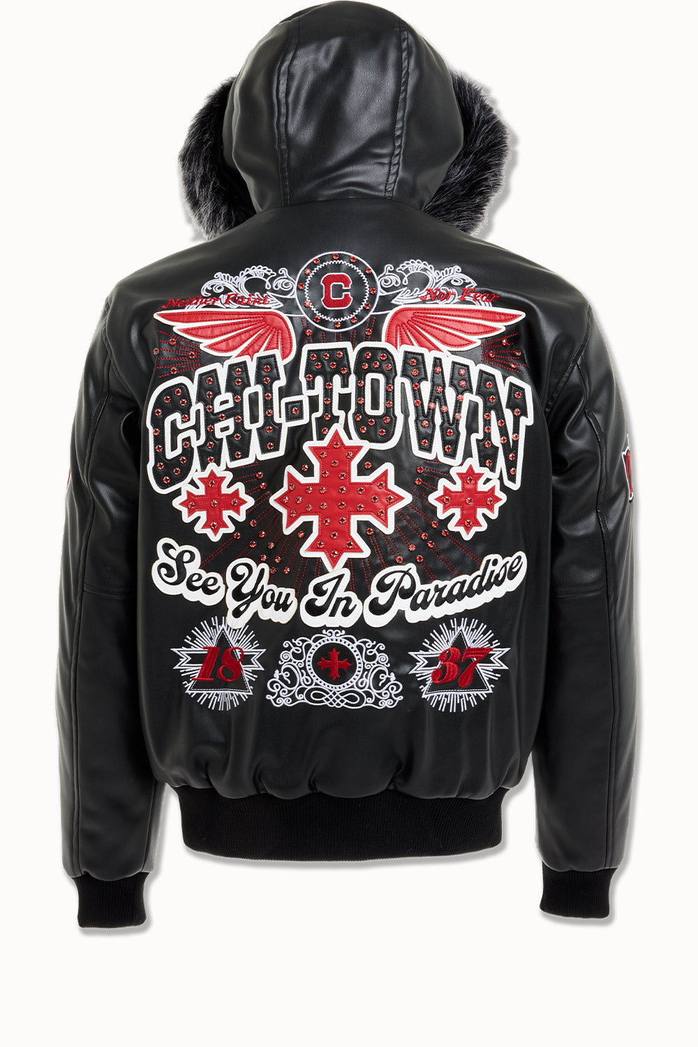 See You In Paradise "Chitown" Hooded Bomber Leather Jacket
