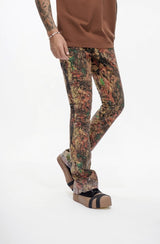 Valabasas "Recon" Rhinestone Stacked Jeans - Leaf Camo