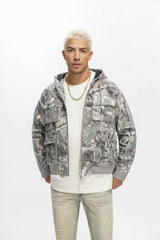 Valabasas "Stalker" Rhinestone Denim Jacket - Grey Forest