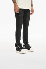 Valabasas "Ion" Waxed Stacked Flare Studded Jeans