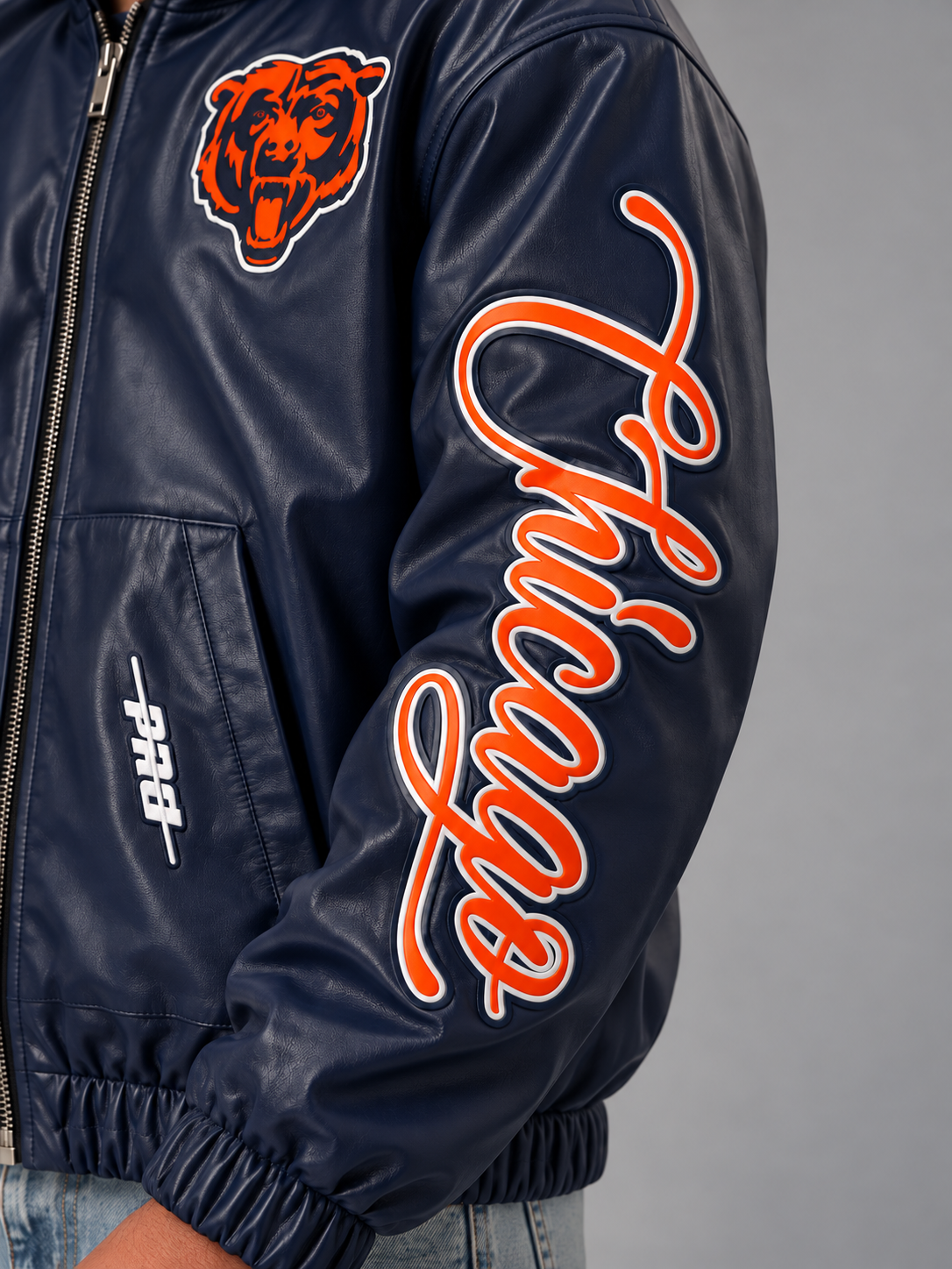 Pro Standard DC Exclusive Chicago Bears Leather Jacket - Navy