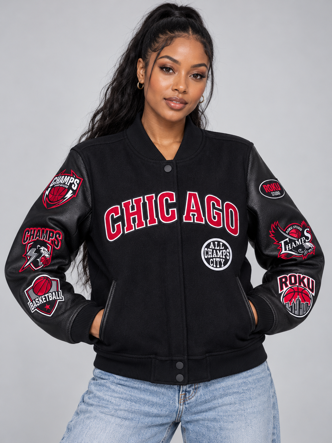 Roku Studio Women's "Chicago" Wool Varsity Jacket