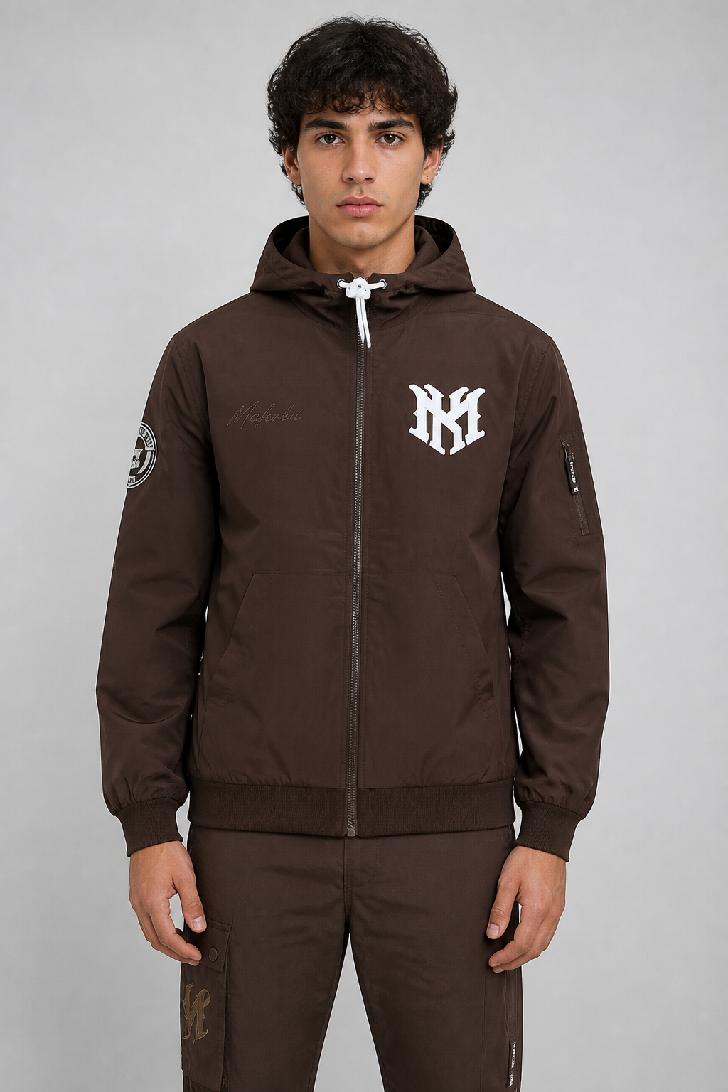Makobi "Adorni Elite Club" Nylon Windbreaker Zip-up Hoodie Jacket