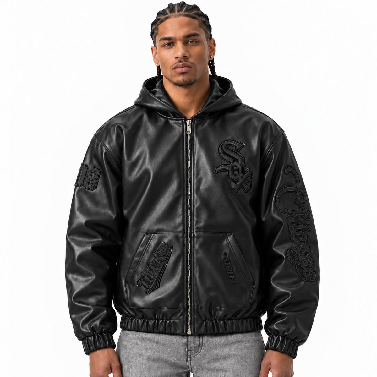 Pro Standard DC Exclusive Chicago White Sox Black on Black Leather Jacket