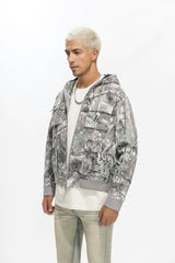 Valabasas "Stalker" Rhinestone Denim Jacket - Grey Forest