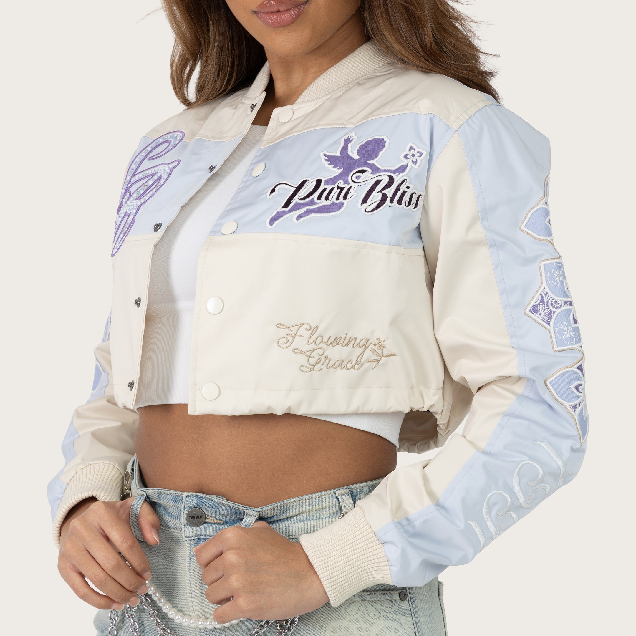 Smoke Rise Red Women's "Pure Bliss" Windbreaker Jacket - Oatmeal