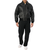 Avirex Black (Black on Black) Leather Icon Jacket