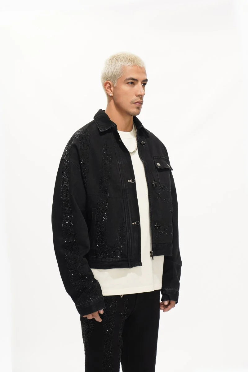 Valabasas "Encrypted" Black Rhinestone Denim Jacket
