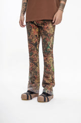 Valabasas "Recon" Rhinestone Stacked Jeans - Leaf Camo
