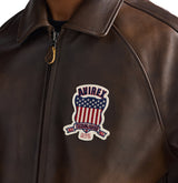 Avirex Vintage Brown (Brown and White) Icon Leather Jacket