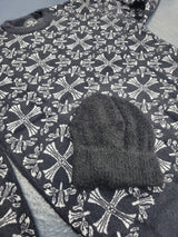 One In A Million Cross Pattern Mohair Crewneck