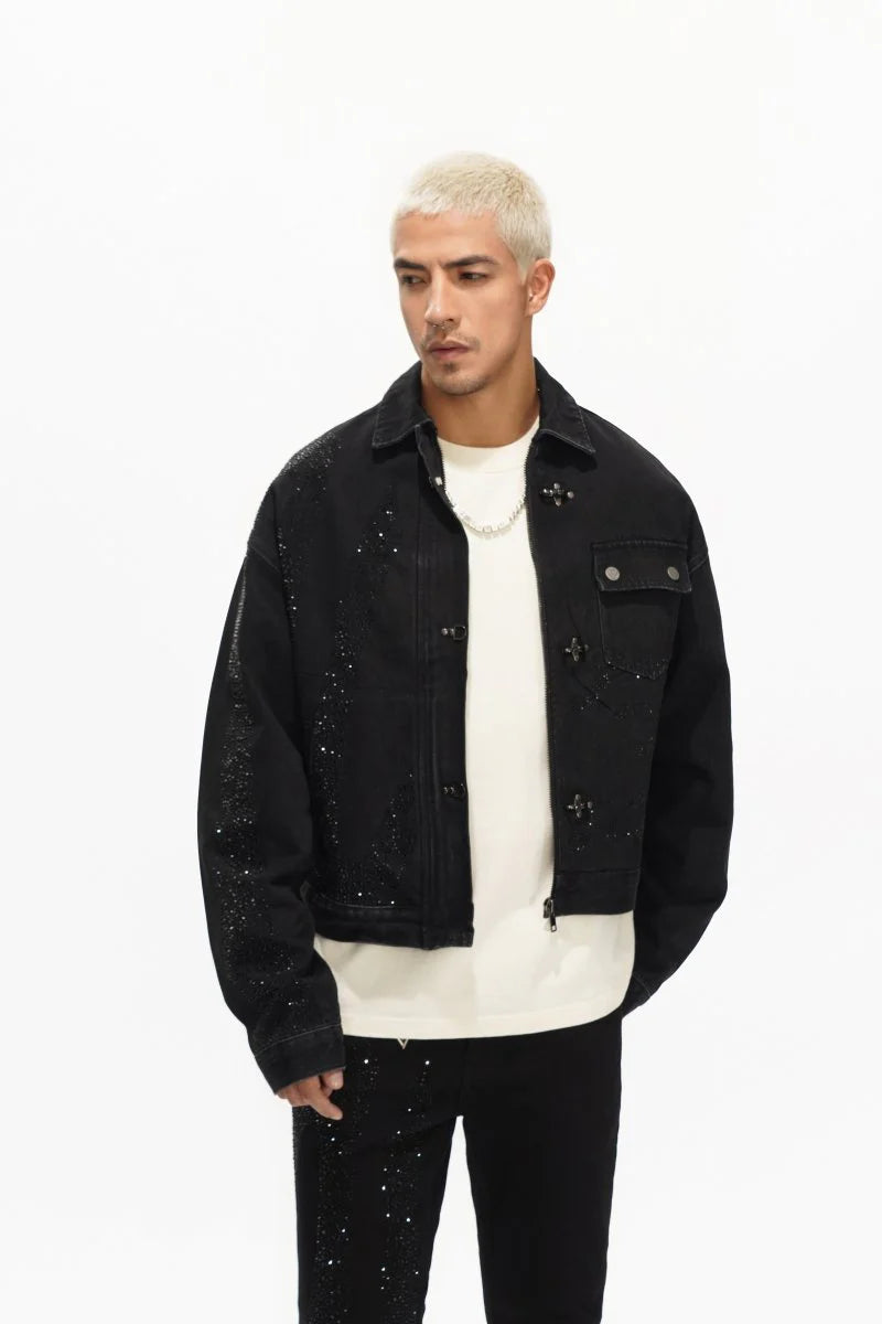 Valabasas "Encrypted" Black Rhinestone Denim Jacket