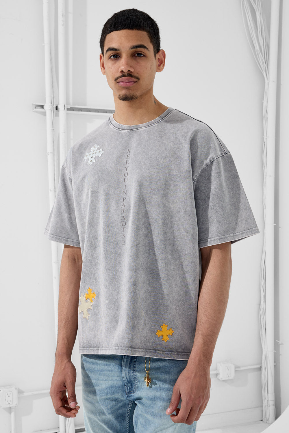 See You In Paradise "Utopia" Leather Patches T-Shirt