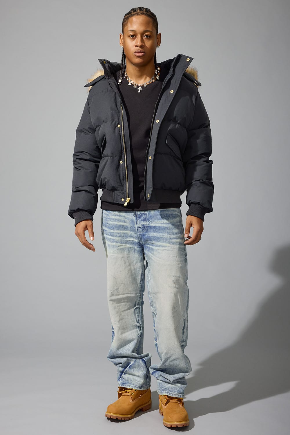 Jordan Craig "Atlantic Ave" Bomber Puffer Jacket - Black