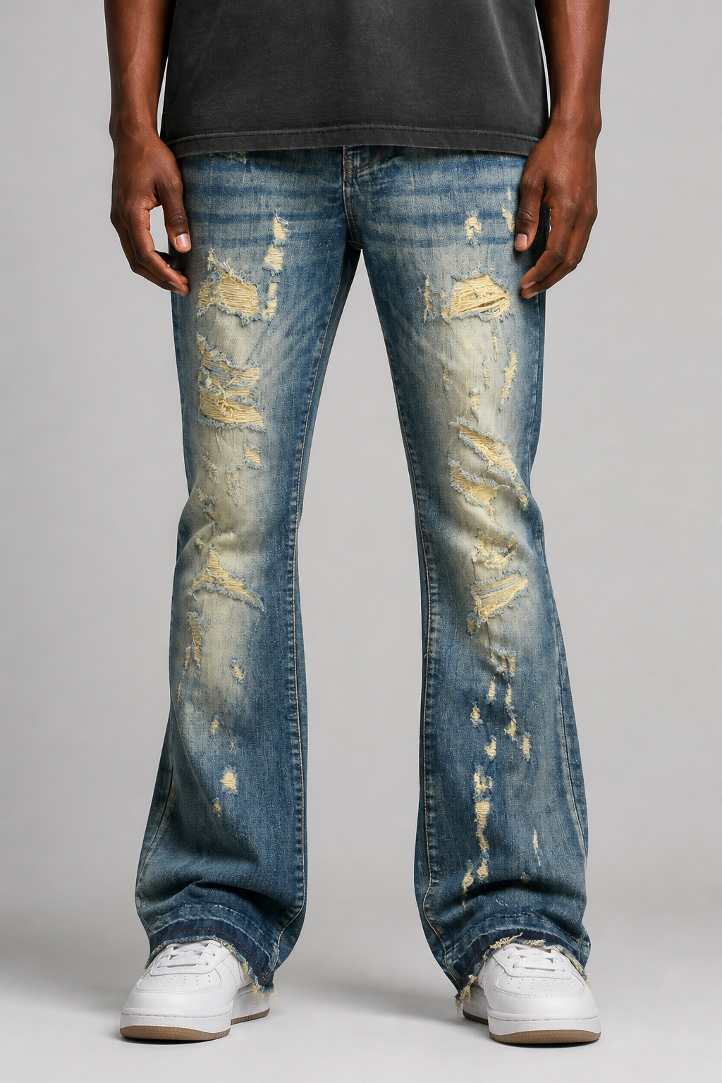 Damati Ripped Stacked Jeans
