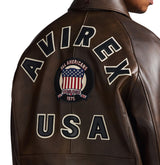 Avirex Vintage Brown (Brown and White) Icon Leather Jacket