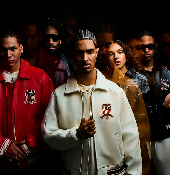 Avirex Jet Black (Black and White) Leather Icon Jacket