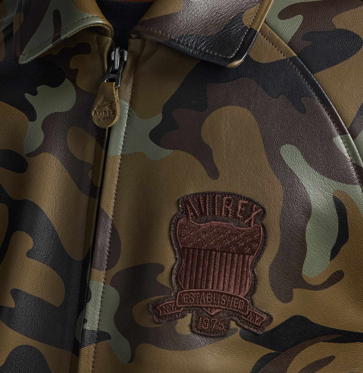 Avirex "Icon" Leather Jacket - Camo