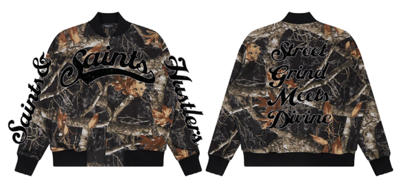 Roku "Saint- Street Grind Meets Divine" Rhinestone Varsity Jacket