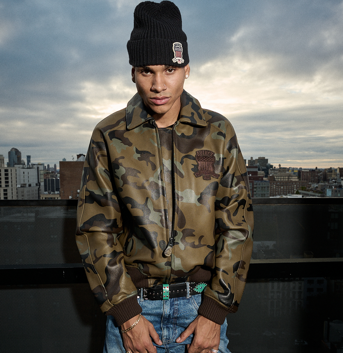 Avirex "Icon" Leather Jacket - Camo