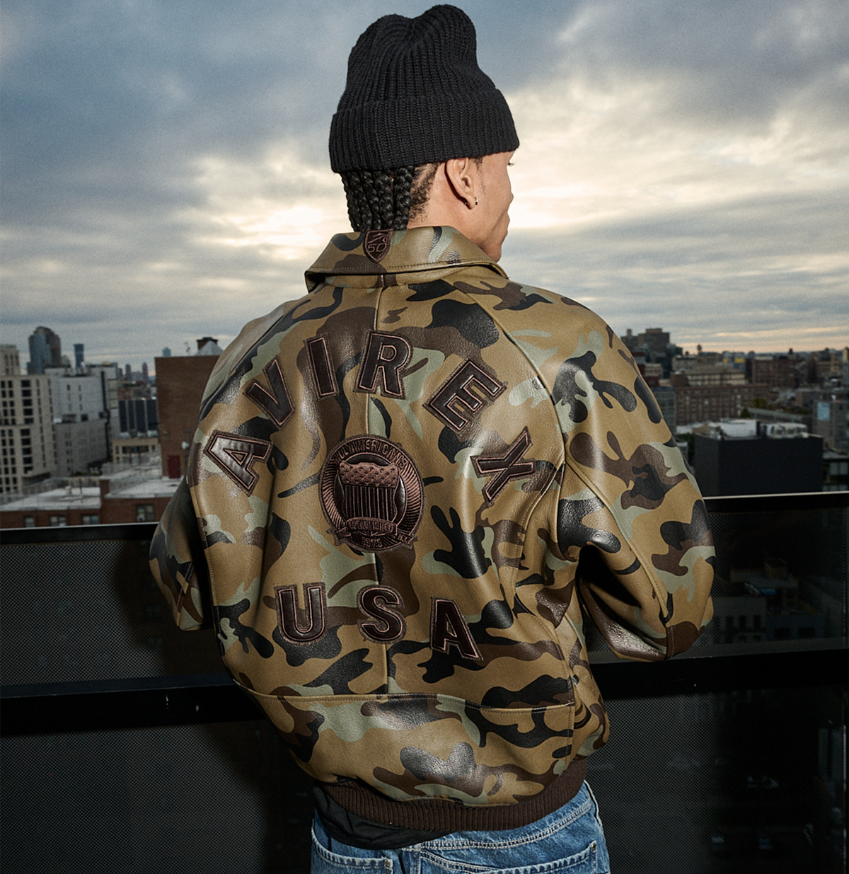 Avirex "Icon" Leather Jacket - Camo