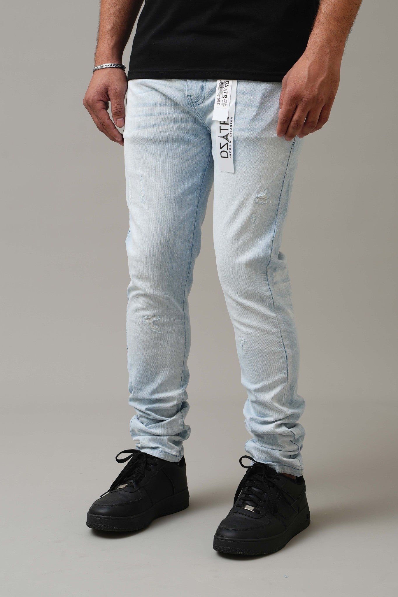 DZATR (Disaster) Ultra Skinny Stretch Denim Jeans - Sky Blue