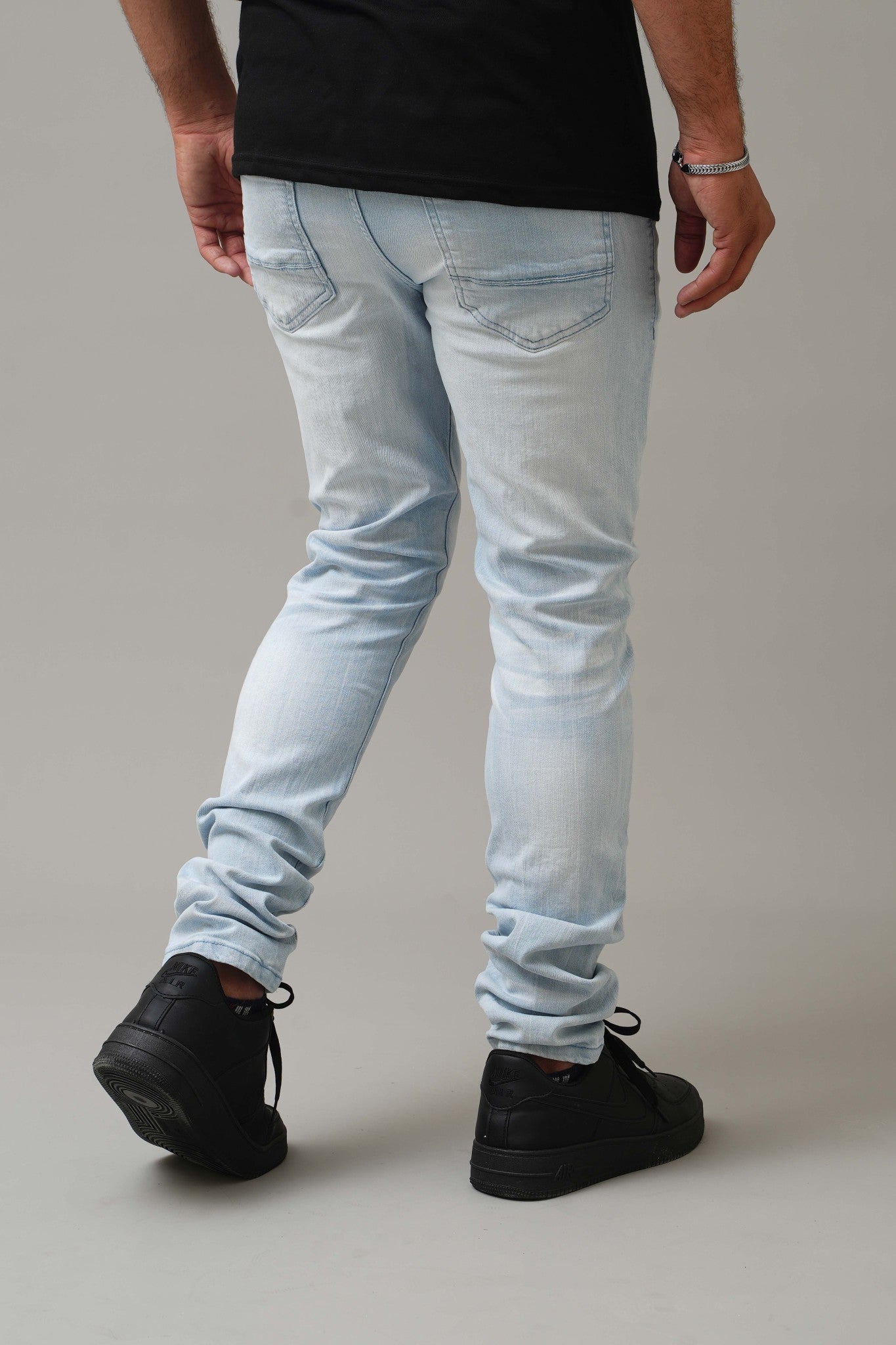 DZATR (Disaster) Ultra Skinny Stretch Denim Jeans - Sky Blue