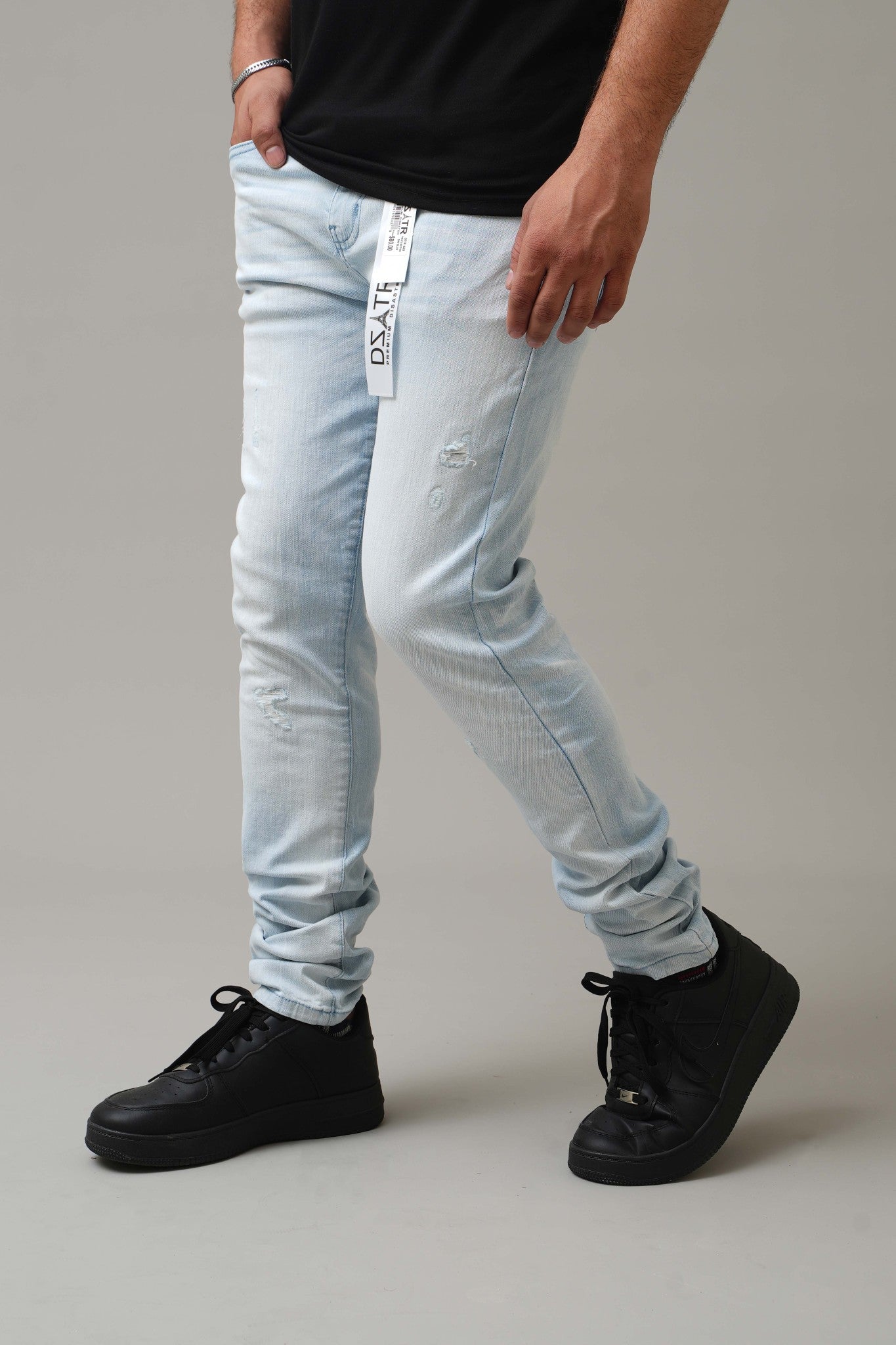 DZATR (Disaster) Ultra Skinny Stretch Denim Jeans - Sky Blue