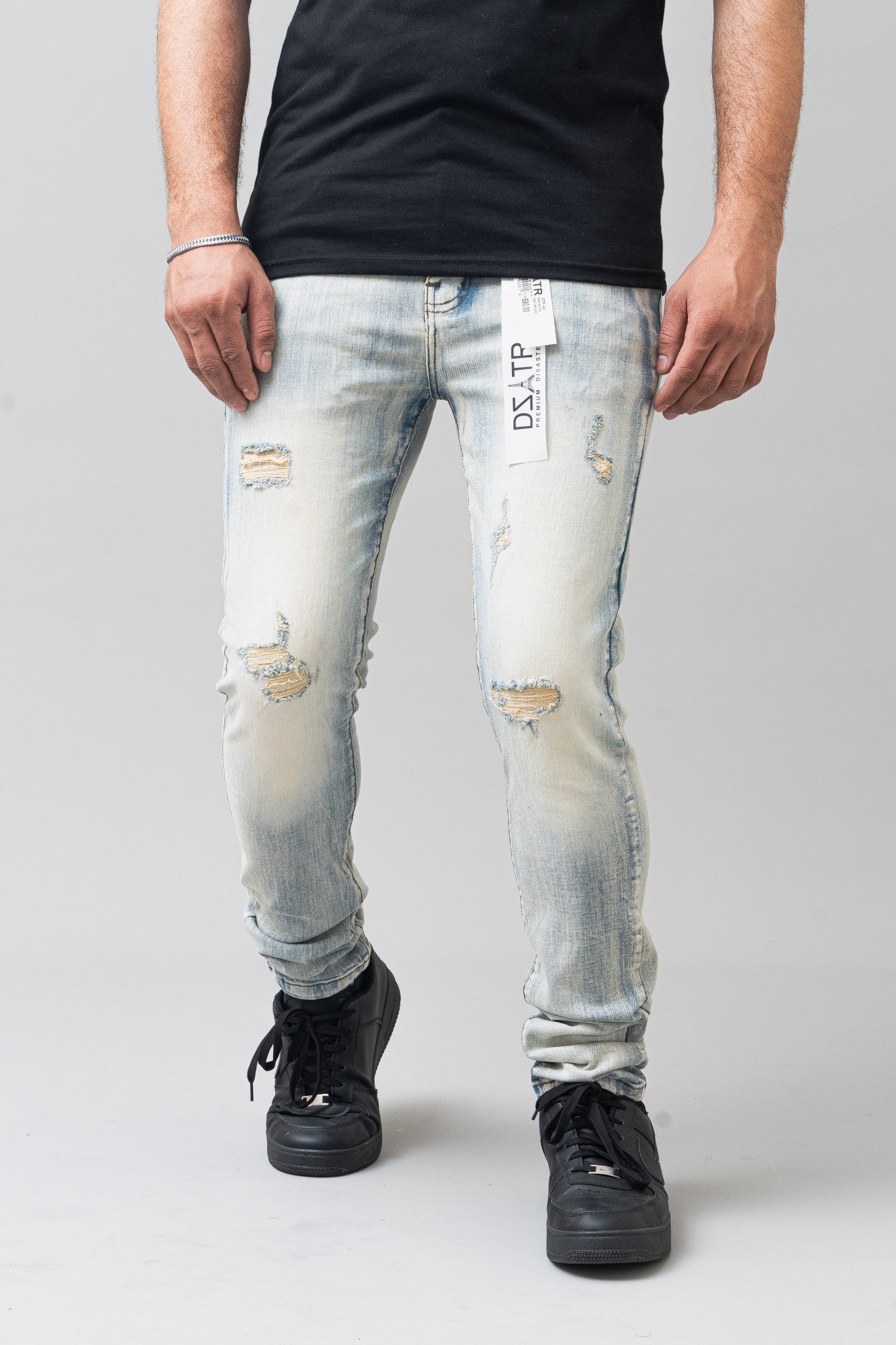 DZATR (Disaster) Ultra Skinny Stretch Denim Jeans - Light Vintage