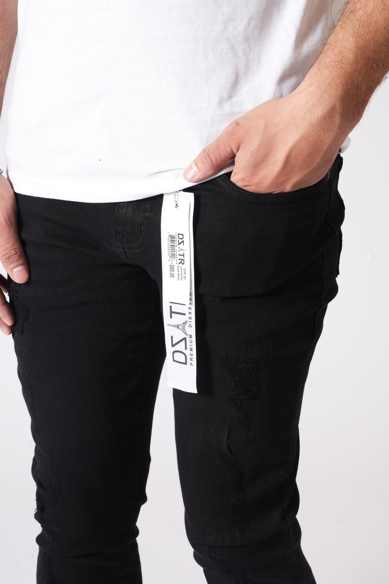 Premium Disaster "Black 3D Ripped" Ultra Skinny Stretch Denim