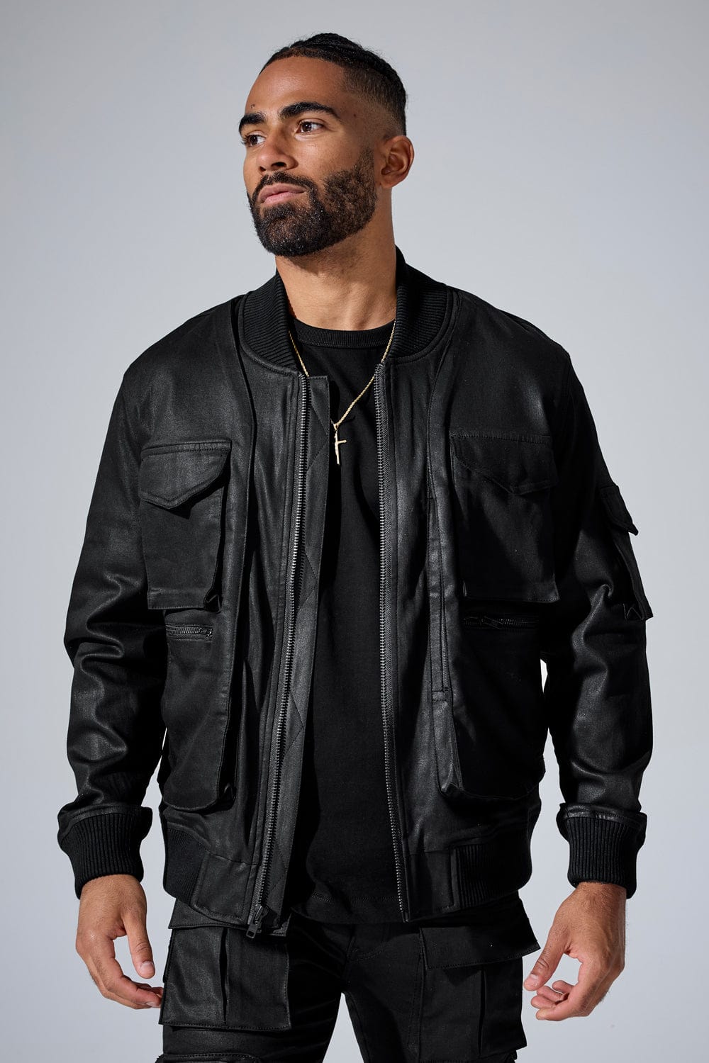 Jordan Craig "Midnight Mercenary" Wax Jet Black Bomber Jacket