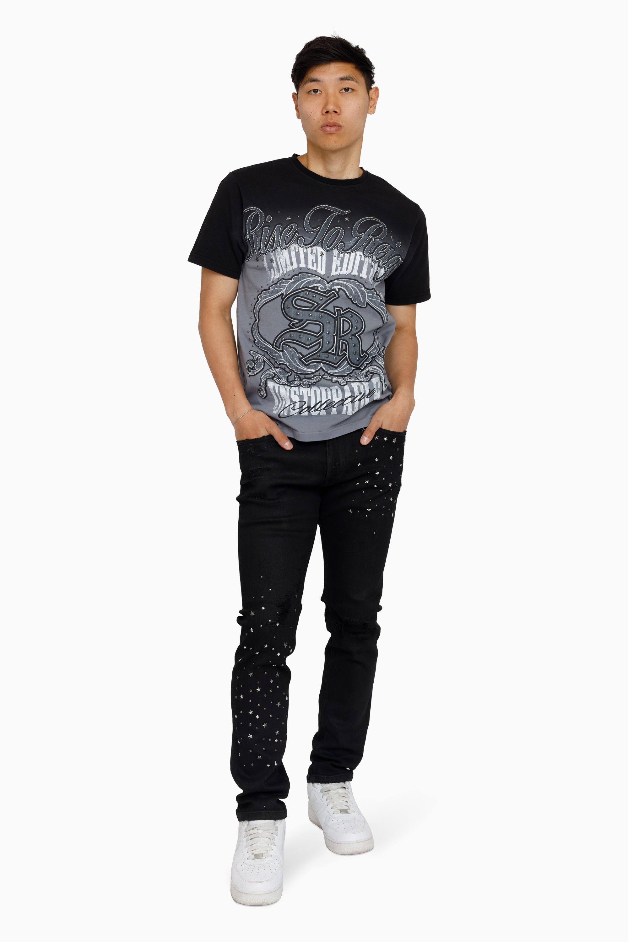 Smoke Rise "Rise to Reign" Rhinestone Jeans