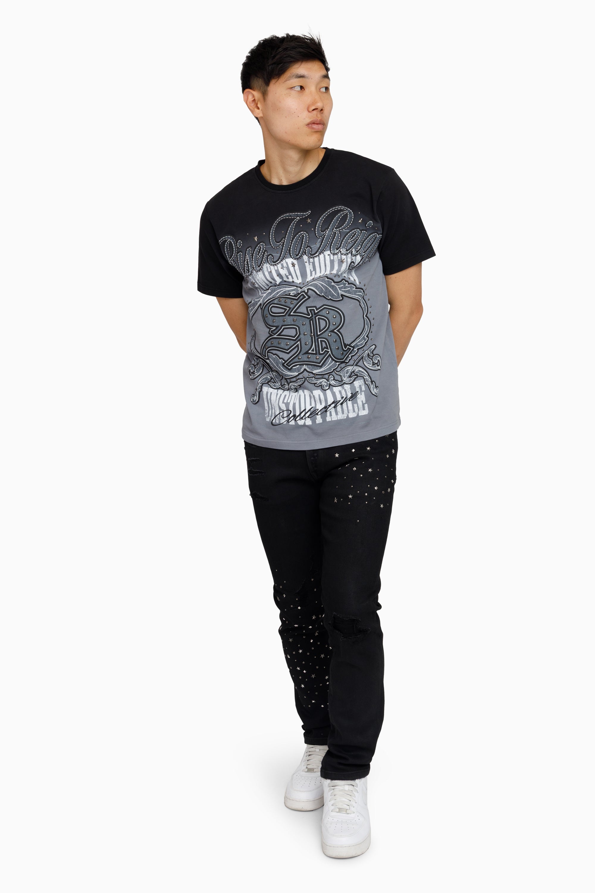 Smoke Rise "Rise to Reign" Rhinestone Jeans