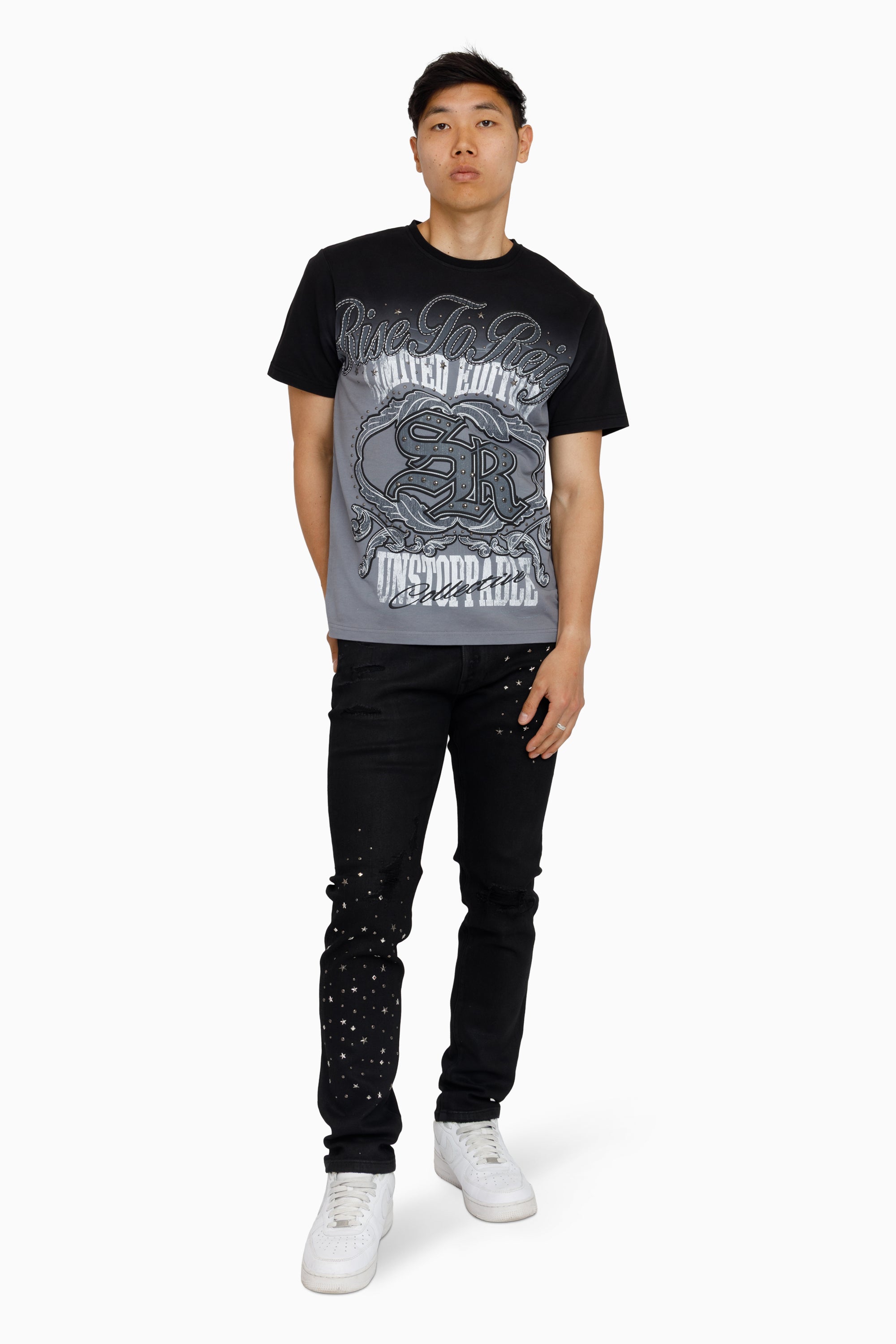 Smoke Rise "Rise to Reign" Rhinestone Jeans